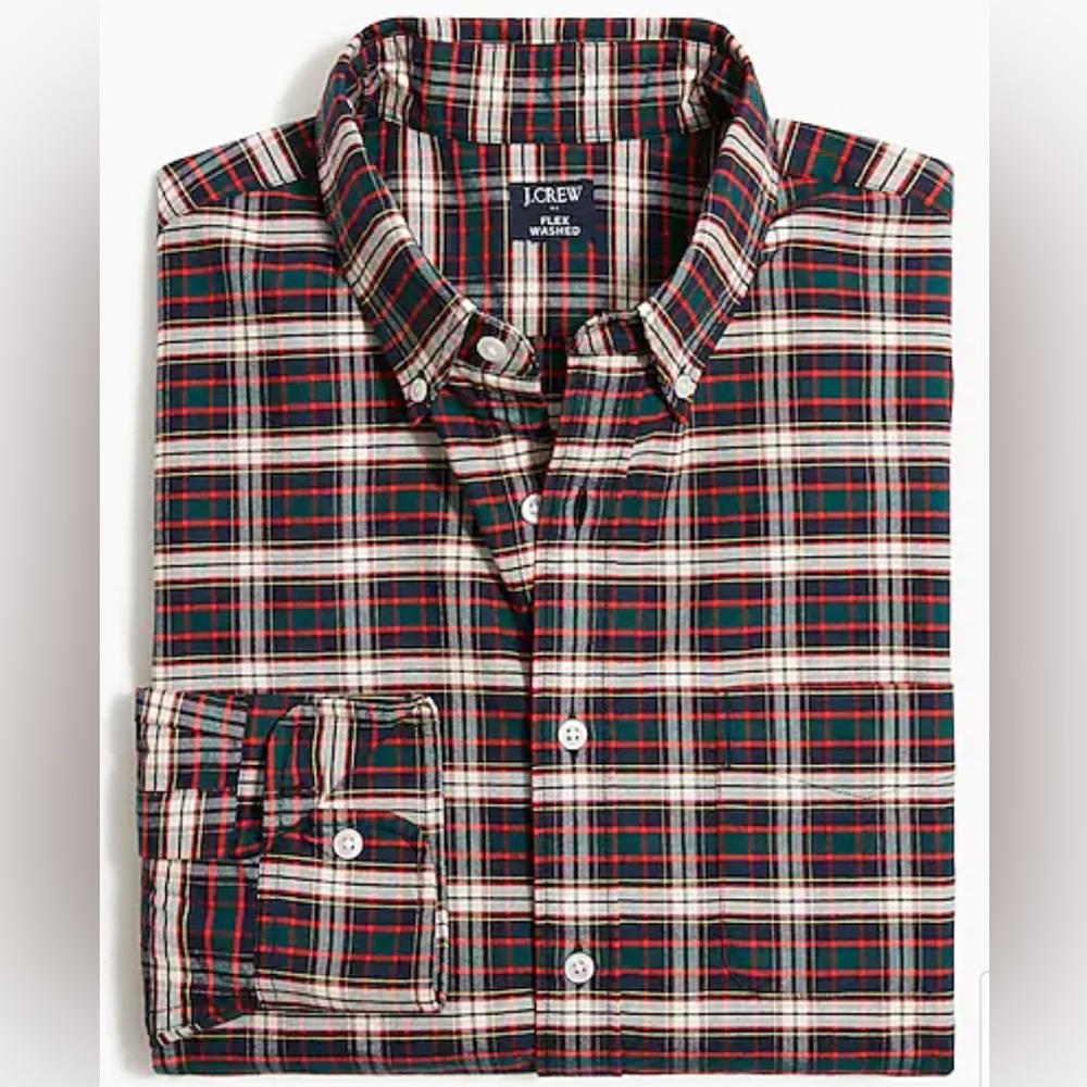 J Crew Plaid Flex Oxford Long Sleeve Button Down Shirt Size Medium New $80